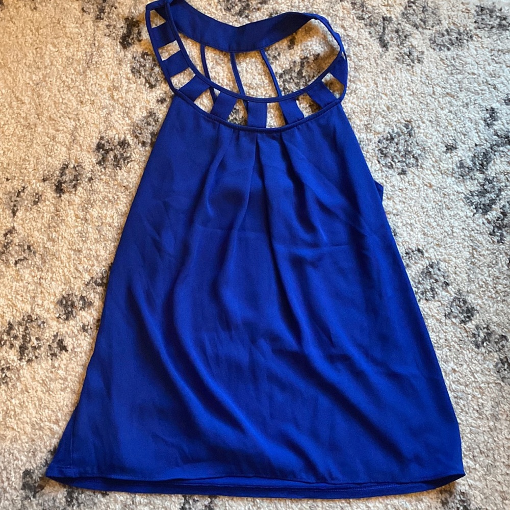 Blue scrappy going out night club blouse